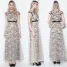 Elegant Black Capped sleeve Tulle Long formal Wedding gowns Evening party Prom dresses