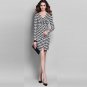 New v-neck Houndstooth printed long sleeves short cocktail ball party dresses 8