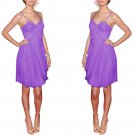 Stock Light purple chiffon pleated straps short bridesmaids cocktail party dress