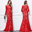 New red lace long  formal evening wedding ball gown Mother of the bride dresses