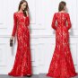 New red lace long  formal evening wedding ball gown Mother of the bride dresses