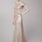 Wedding Drape Maxi Bridal Champagne Sequin Evening Open Back Party WomenDress