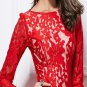 New red lace long formal evening wedding ball gown Mother of the bride dresses