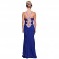 New Women Sexy Blue v-neck hand-beaded long formal gown party evening prom dress Red
