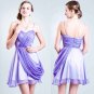 Stock Light purple chiffon pleated straps short bridesmaids cocktail party dress