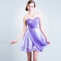 Stock Light purple chiffon pleated straps short bridesmaids cocktail party dress