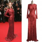 Newest Long Sleeve Red Sequins Women Prom Formal Evening Cocktail Ball Dress