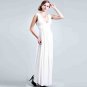 Stock Sexy White V-neck long formal evening ball gown cocktail party prom dress