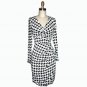 New v-neck Houndstooth printed long sleeves short cocktail ball party dresses 8