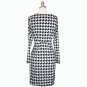 New v-neck Houndstooth printed long sleeves short cocktail ball party dresses 8