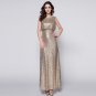 Drape OPen Back  Silver Sequin Wedding Bridesmaid Women Evening Party Prom Ball Dress