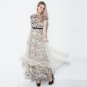 Elegant Blue Capped sleeve Tulle Long formal Wedding gowns Evening party Prom dresses