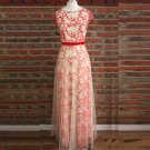 Elegant Red Capped sleeve Tulle Long formal Wedding gowns Evening party Prom dresses