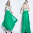 New Sweetheart Green Lace Chiffon bridesmaids Women Long formal maxi prom Dress