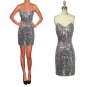 Stock silver sequins short mini clubwear cocktail party women' Club dresses