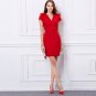 Sexy V-neck Red Cocktail Ball Party Short Women Dress clubwear