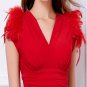 Sexy V-neck Red Cocktail Ball Party Short Women Dress clubwear