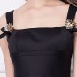 New Brooch Black Straps Scuba Long Formal evening Party bridesmaids Prom ball gowns dresses