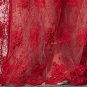 New Red Flower Embellish Illusion Tulle Long sleeve Long formal gowns Prom ball Evening Dresses