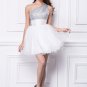 New one shoulder White sequin& Organza short cocktail Party Dresses Homecoming Evening ball gowns