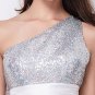 New one shoulder White sequin& Organza short cocktail Party Dresses Homecoming Evening ball gowns