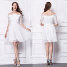 New White Lace &tulle 3/4leeveoff shoulder short cocktail party Women's dresses casual dresses