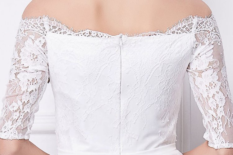 New White Lace &tulle 3/4leeveoff shoulder short cocktail party Women's ...
