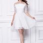 New White Lace &tulle 3/4leeveoff shoulder short cocktail party Women's dresses casual dresses