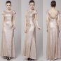 Wedding Drape Maxi Bridal Champagne Sequin Evening Open Back Party WomenDress