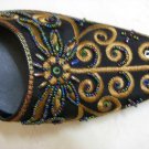 Classique Black Embroidered open backed court shoes Size US 8