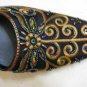 Classique Black Embroidered open backed court shoes Size US 8