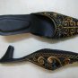 Classique Black Embroidered open backed court shoes Size US 8