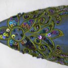 Classique Blue Embroidered/Beaded Open backed court shoes US 8