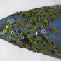 Classique Blue Embroidered/Beaded Open backed court shoes US 8