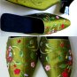 Classique Green Embroidered Shoes Size US 6