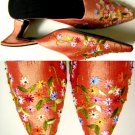 Classique Embroidered/Beaded Open backed court shoes US 6.5