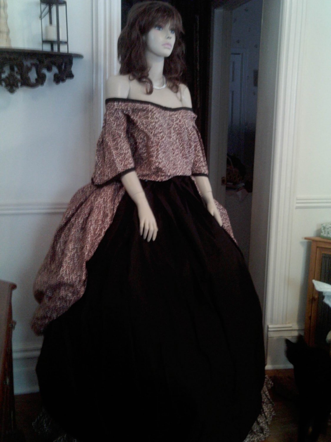 Red n Black Civil War Gown Dress Hoop skirt