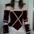 Crushed Burgandy velvet Bodice and Gauntlet Set 5 pc