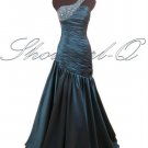 ONE SHOULDER TEAL EVENING DRESS PROM BALL GOWN WEDDING