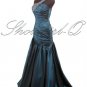 ONE SHOULDER TEAL EVENING DRESS PROM BALL GOWN WEDDING