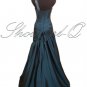 ONE SHOULDER TEAL EVENING DRESS PROM BALL GOWN WEDDING