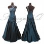 ONE SHOULDER TEAL EVENING DRESS PROM BALL GOWN WEDDING