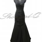 ONE SHOULDER BLACK EVENING DRESS PROM BALL GOWN WEDDING