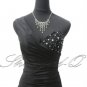 ONE SHOULDER BLACK EVENING DRESS PROM BALL GOWN WEDDING