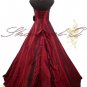 BURGUNDY EVENING DRESS PROM BALL GOWN BRIDAL WEDDING