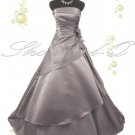 3369 SILVER EVENING DRESS PROM BALL GOWN  8 10 12 14