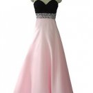 1269 Pink Black Chiffon Strapless gown  evening dress UK 8 to 20 EU 34  to 46