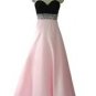1269 Pink Black Chiffon Strapless gown evening dress UK 8 to 20 EU 34 to 46