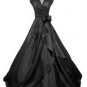 3506 Black Long Prom Ball Gown Evening Dress asymetrical bodice UK stock