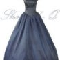 3273 Navy Blue Princess Designer Prom Ball Gown Beaded Homecoming Grad UK 8